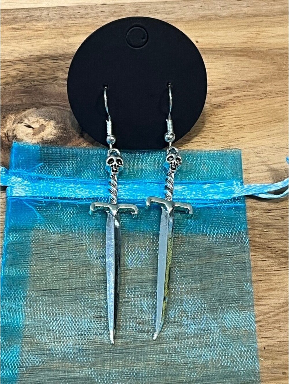 Edgy Skull Sword Dangle Earrings - Gothic Statement Jewelry